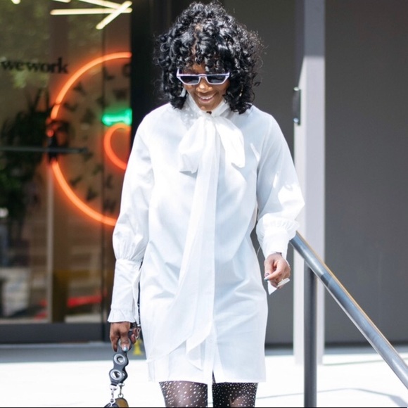 Pretty Little Thing White Long Sleeve Tie Maxi Dress Size UK10- 6 US - Picture 2 of 9